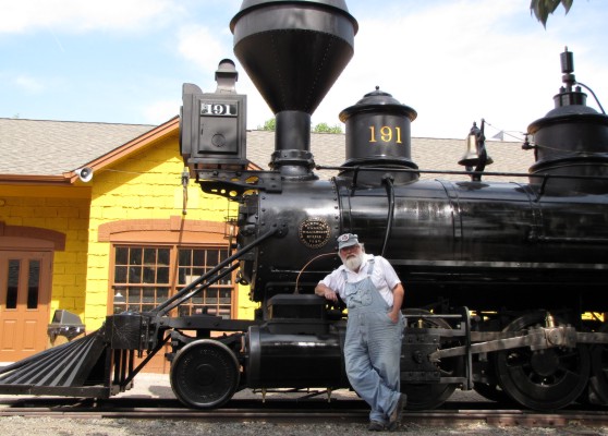 Tom leaning on D&RG 191 at the Colorado Railroad Museum